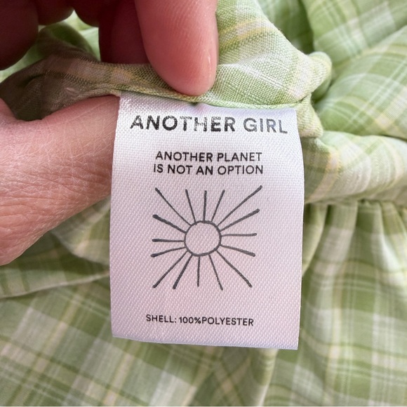 NWT Another Girl Women’s Gingham Bubble Hem Peplum Tank Top Sleeveless Green S - Picture 11 of 13